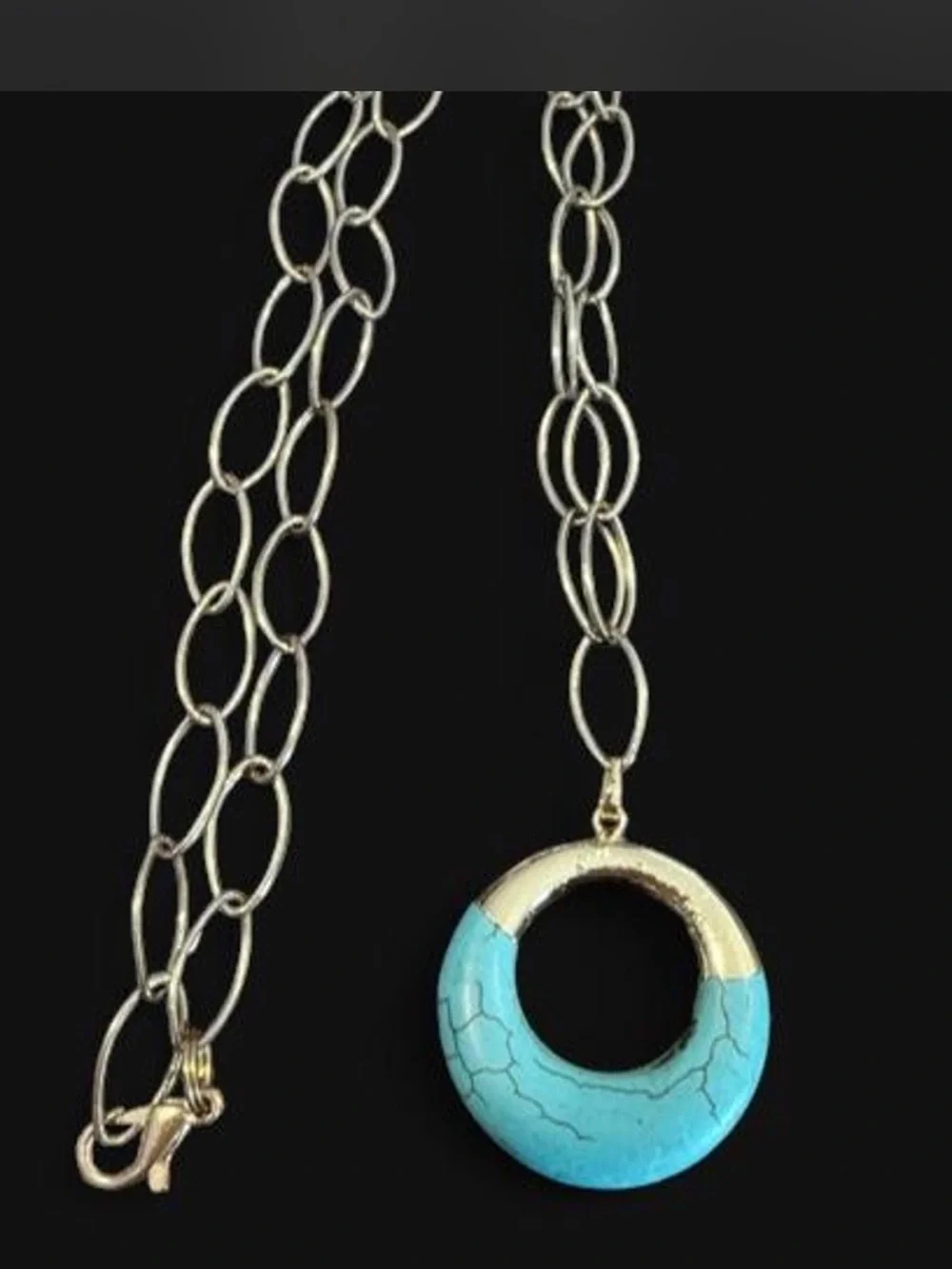 Faux Turquoise Round Pendant Necklace - Women Jewelry